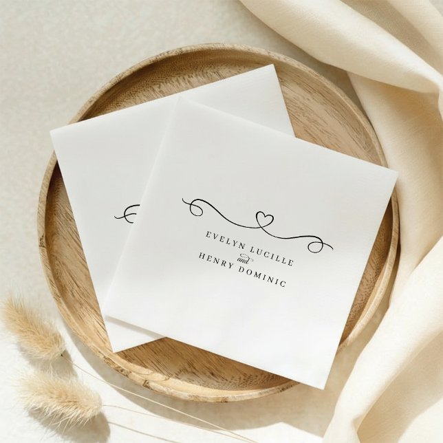 Romantisches Herz Minimalistische Hochzeitsfeier Serviette (Von Creator hochgeladen)