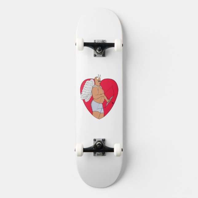 Romantisches Herz mit einem ungewöhnlichen Kupid Skateboard (Vorderseite)