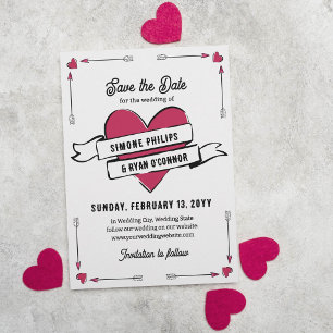Romantisches Herz Pfeile und Band Save-the-Date Save The Date