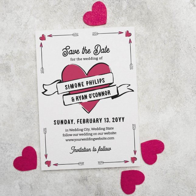 Romantisches Herz Pfeile und Band Save-the-Date Save The Date (Von Creator hochgeladen)