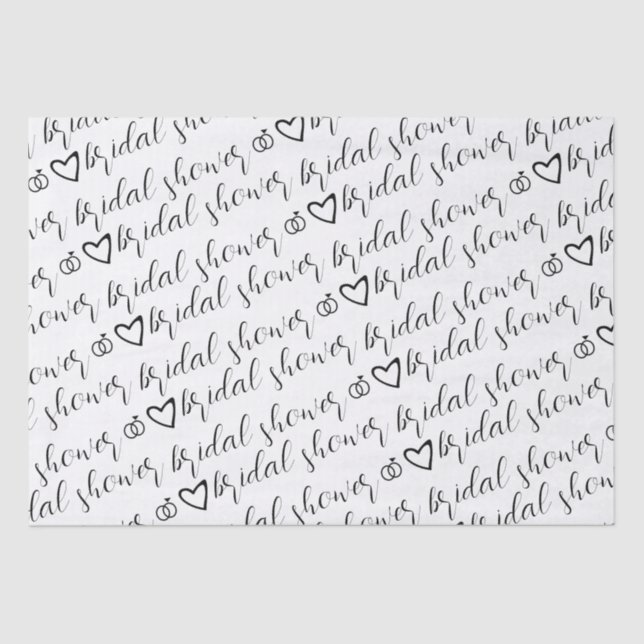 Romantisches Herz Rings Black Pattern Brautparty Seidenpapier (Vorderseite)