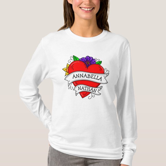 Romantisches Herz Tattoo Art T-Shirt (Vorderseite)