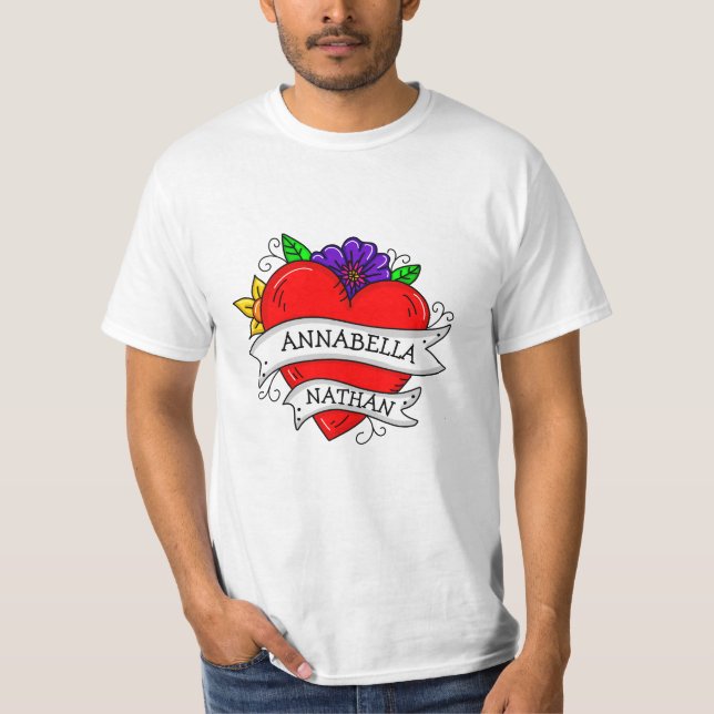 Romantisches Herz Tattoo Art T-Shirt (Vorderseite)