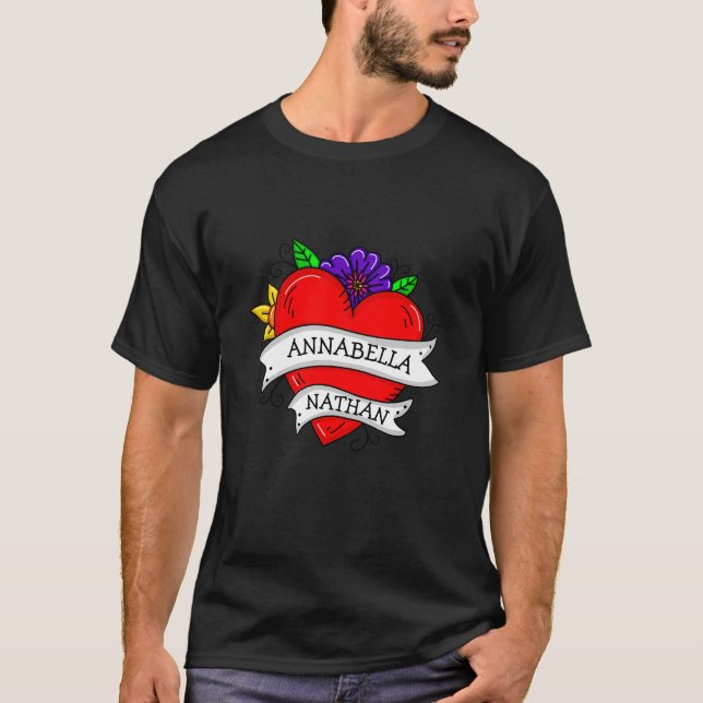 Romantisches Herz Tattoo Art T-Shirt (Vorderseite)