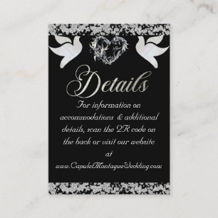 Romantisches Herz, Taube und Glitzer, QR-Code auf Begleitkarte