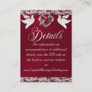 Romantisches Herz, Taube und Glitzer, QR Code - Bu Begleitkarte