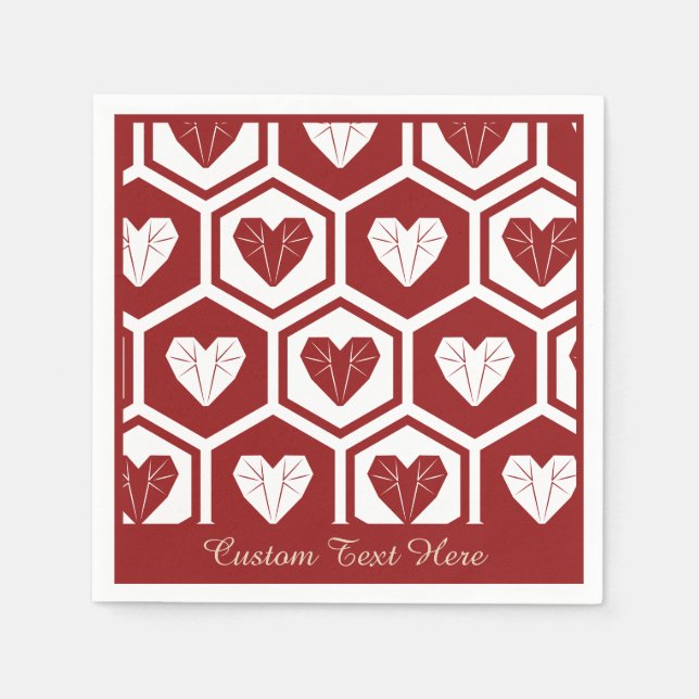 Romantisches Herz White Diamond Herz personalisier Serviette (Vorderseite)