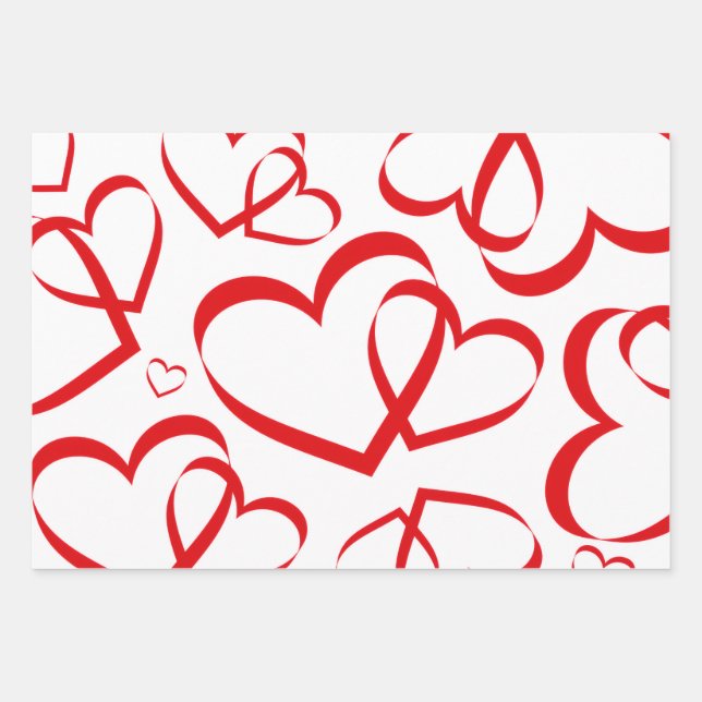Romantisches Herzdesign Geschenkpapier Set (Vorderseite)