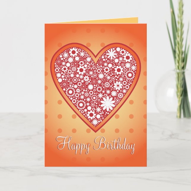 Romantisches Herzdesign "Happy Birthday" Karte (Vorderseite)