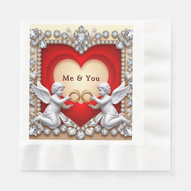 Romantisches Herzdesign Serviette (Vorderseite)