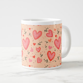 Romantisches Herzen-Muster Keramik-Kaffeetasse Jumbo-Tasse
