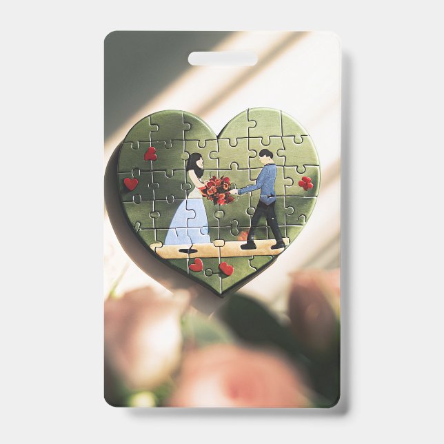 Romantisches Herzpuzzle Abzeichen Ausweis (Vorderseite)