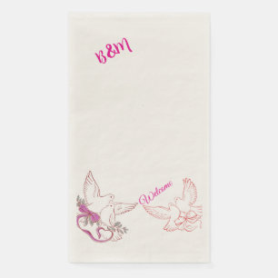 Romantisches Hochzeitsgasthandtuch mit Doves und W Serviette