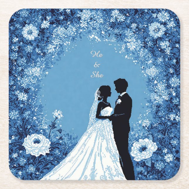 Romantisches Hochzeitskaffee im Blumengarten Rechteckiger Pappuntersetzer (Vorderseite)
