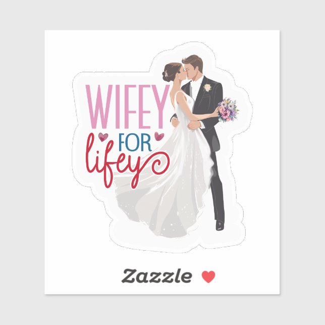 Romantisches Hochzeitspaar Aufkleber (Blatt)