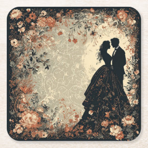 Romantisches Hochzeitspaar Rechteckiger Pappuntersetzer
