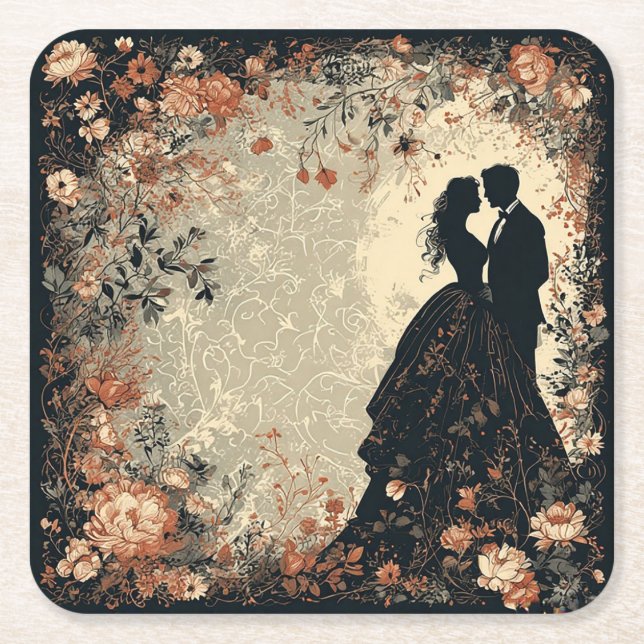 Romantisches Hochzeitspaar Rechteckiger Pappuntersetzer (Vorderseite)