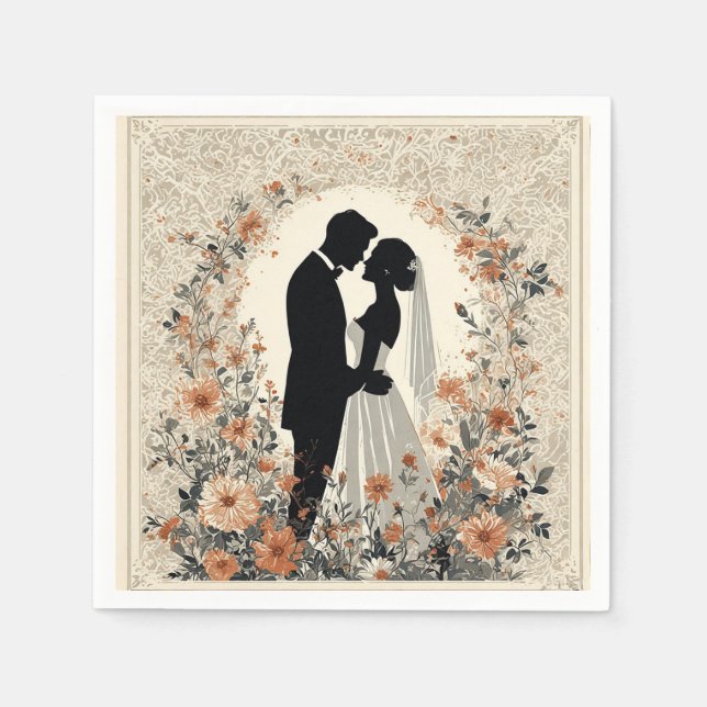 Romantisches Hochzeitspaar Serviette (Vorderseite)