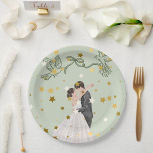 Romantisches Hochzeitspaar Teller Design Elegant