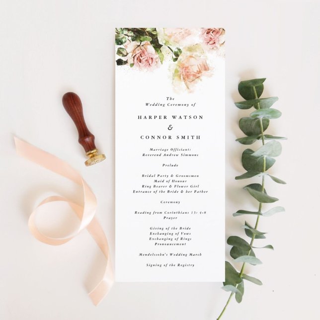 Romantisches Hochzeitsprogramm für Elegante Rose Programm (Von Creator hochgeladen)