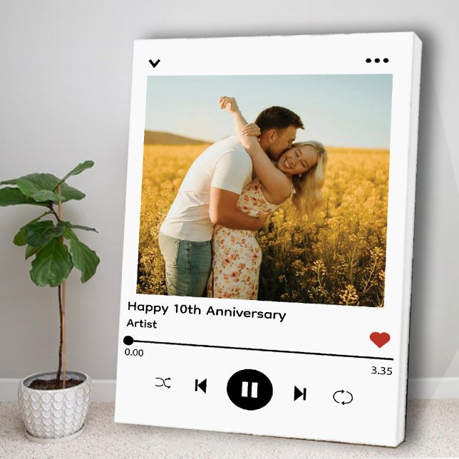 Romantisches Hochzeitstag Foto Song Album Leinwanddruck (Romantic Wedding Anniversary Photo Song Album Canvas Print)