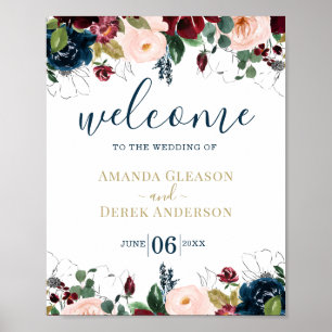Romantisches Hochzeitstil Begrüßungszeichen Poster