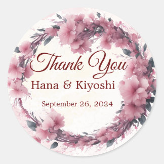 Romantisches Japan Rosa Kirschblüten Kreis Aufkleb Runder Aufkleber