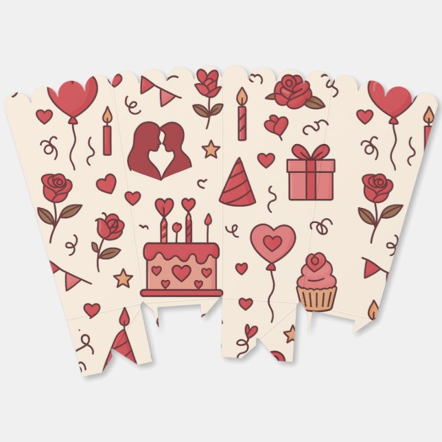 Romantisches Jubiläums-Doodle-Muster Geschenkschachtel (Ungeklappt)
