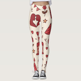 Romantisches Jubiläums-Doodle-Muster Leggings