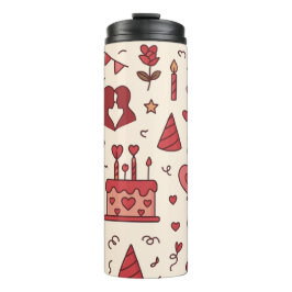Romantisches Jubiläums-Doodle-Muster Thermosbecher