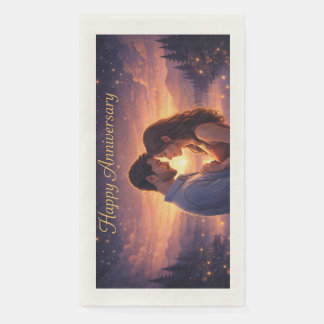 Romantisches Jubiläumspaar Sonnenuntergang Serviette
