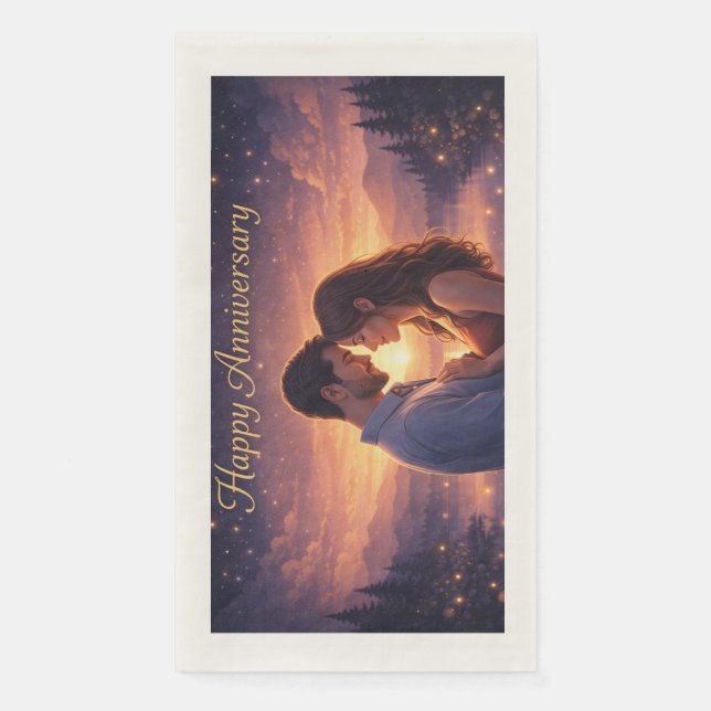 Romantisches Jubiläumspaar Sonnenuntergang Serviette (Vorderseite)