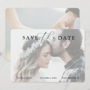 Romantisches Kalligrafie-Foto Save the Date Einlad Einladung