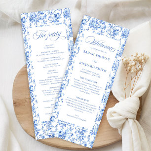 Romantisches königsblaues Toile de Jouy Hochzeitsp Programm