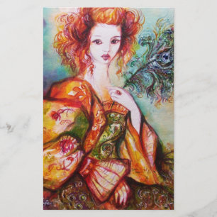 ROMANTISCHES LADY MIT PEACOCK FEATHER BRIEFPAPIER