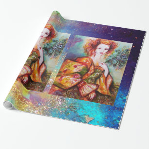 ROMANTISCHES LADY MIT PEACOCK FEATHER GESCHENKPAPIER