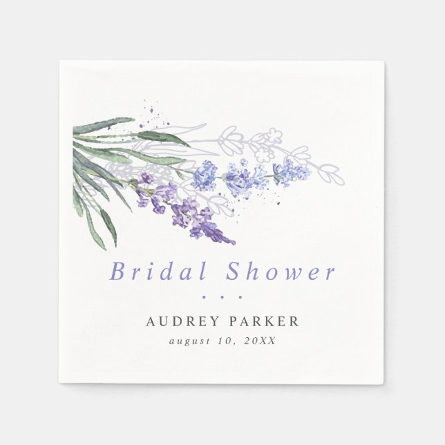 Romantisches Lavendel-Blumenpapier Serviette (Vorderseite)