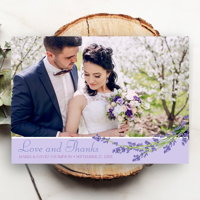 Romantisches Lavendel Foto Hochzeit Danke Karte (Von Creator hochgeladen)