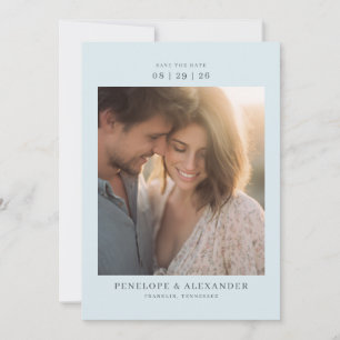 Romantisches Lichtblau-Foto Save The Date