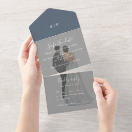 Romantisches lila Ehepaar Foto Hochzeit Sicher das All In One Einladung