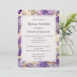 Romantisches Lila Gold Iris Brautparty Einladung