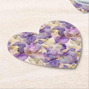 Romantisches Lila Gold Iris Brautparty Untersetzer