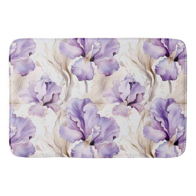 Romantisches Lila Iris-Brautparty Badematte (Vorderseite)