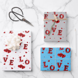 Romantisches Love-Verpackungspapier Geschenkpapier Set