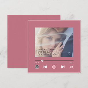 Romantisches Magenta-Pink Hochzeitslied QR Save The Date