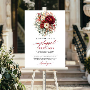 Romantisches Marine-Rotes Herbst-Unplugged-Zeremon Poster