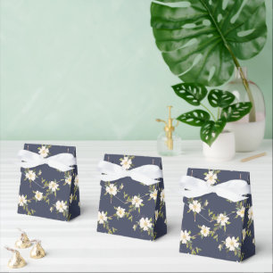 Romantisches Marineblau-Weiß-Blumenmuster Geschenkschachtel
