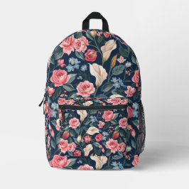 Romantisches marineblaues Blumenmuster Bedruckter Rucksack