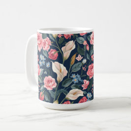 Romantisches Marineblumen-Gartenmuster Kaffeetasse