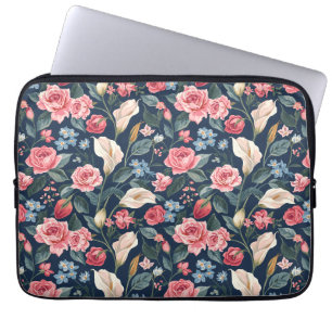 Romantisches Marineblumen-Gartenmuster Laptopschutzhülle